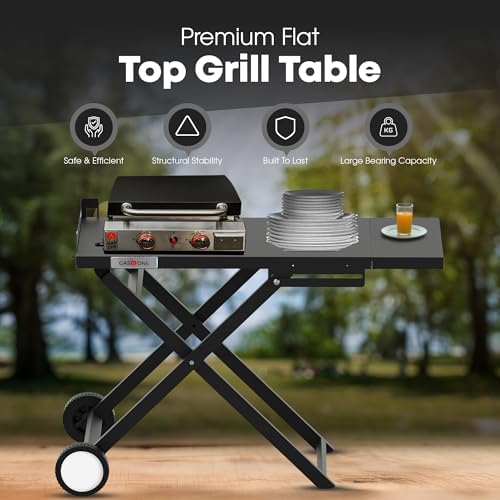 GasOne T-100F Foldable Cart for Grill –BBQ Grill Collapsible Cart with Wheels – Practical and Durable Portable Gas Grill Outdoor Table – Easy Assembly