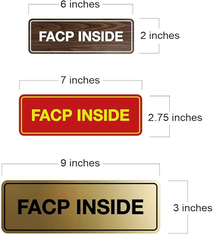 Signs ByLITA Standard FACP Inside Sign | Fire Safety Signage (Black) - Large 5 Pack