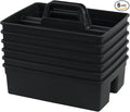 3 Compartment Cleaning Supplies Caddy, 6-Pack Plastic Cleaning Caddy with Handle, Gray