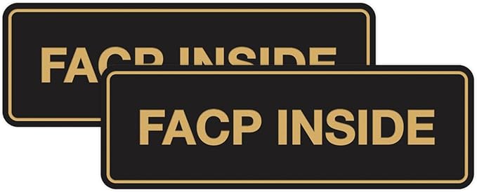 Signs ByLITA Standard FACP Inside Sign | Fire Safety Signage (Black Gold) - Large 2 Pack