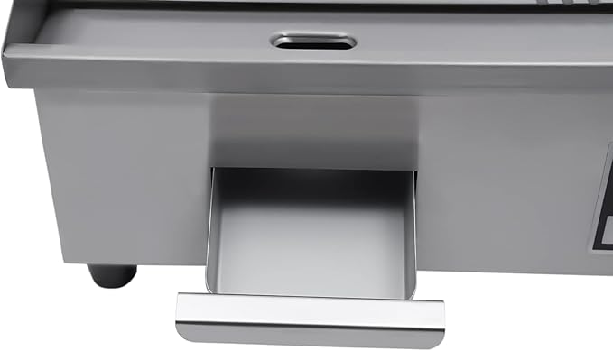 Commercial Countertop Grill 110V 1600W Electric Flat Top Griddle Grill 21.7"x13.8" Flat & Fluted Stainless Steel Flat Top Teppanyaki Griddle Nonstick BBQ Grill Temperature Range 122-572°F