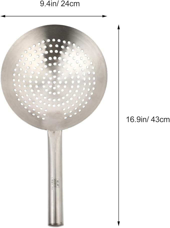 Stainless Steel Skimmer Spoon Kitchen Serving Spoon with Filter Large Slotted Strainer Spoon Oil Filter Spoon Mesh Wire Frying Spoon 9.5 x 7 inch