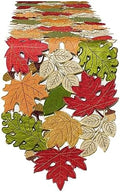 Fall Table Runner 54inches Long, Thanksgiving Harvest Cutwork Embroidered Table Runner 13in x 54in, Autumn Maple Leaves Table Decoration for Home Dining Kitchen Table