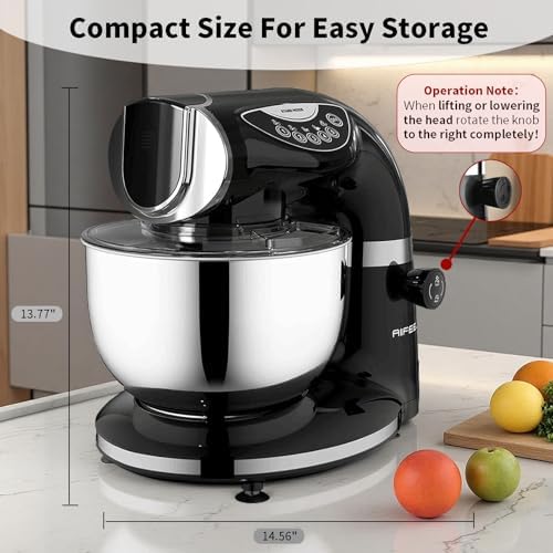 Stand Mixer, 8.5QT+ 6QT Two Stainless Steel Bowls Electric Food Mixer Black