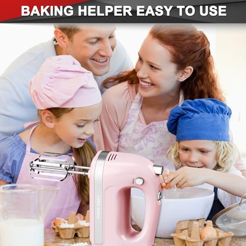 Lord Eagle Hand Mixer Electric Handheld 400W 5-Speed Lightweight, Pink