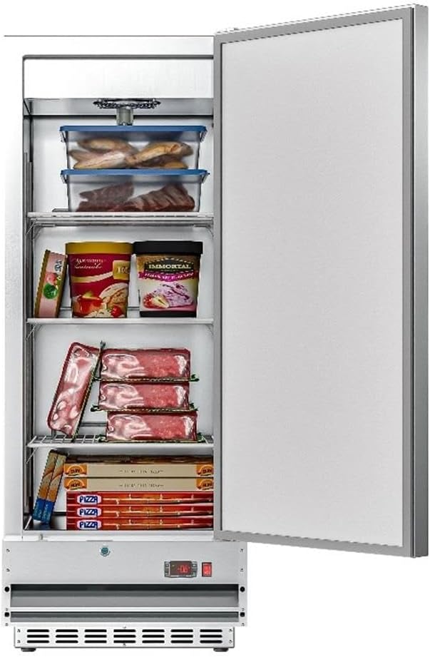 Pemberly Row 25 in. Commercial Stainless Steel 1-Door Reach-in Freezer in Silver
