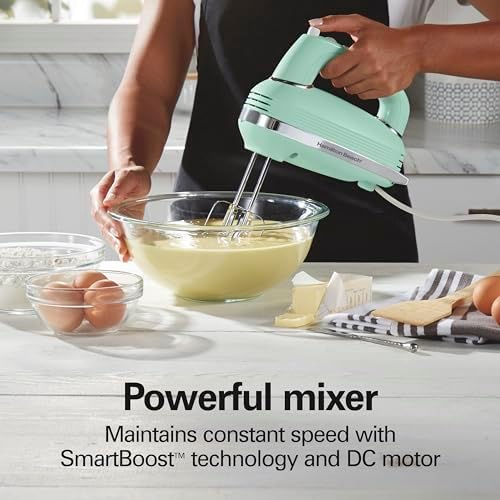 Hamilton Beach Vintage-Style 5-Speed 1.3 Amp Electric Hand Mixer with 6-Speed 250W Hand Mixer, Beaters, Whisk, Storage Case
