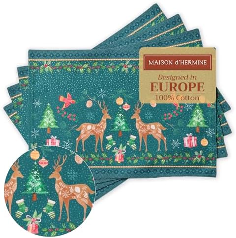 Maison d' Hermine Placemats Set of 4 Reusable 100% Cotton (13"x19")
