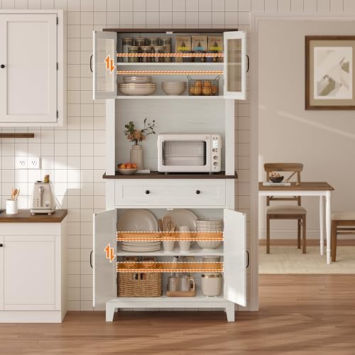 Garvee 72 in Tall Kitchen Pantry Cabinet, White
