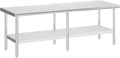 Jocisland 30" x 96" Stainless Steel Table for Prep & Work Adjustable Under Shelf and Feet, for Commercial Kitchen, Restaurant, Hotel, Garage