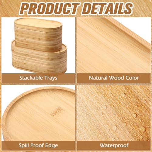12 Pcs Bamboo Wood Serving Trays, 10" & 12" Oval Charcuterie Boards