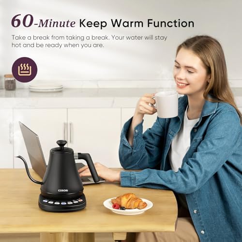 Cosori Gooseneck Electric Kettle with Temperature Control, 0.8L, Black - Image 5