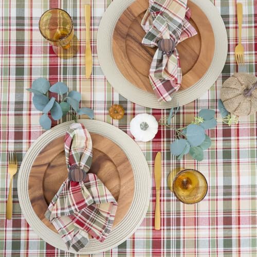 DII Give Thanks Plaid Fall Table Decor, Autumn & Thanksgiving Tabletop Linens, 52x52 Square Tablecloth