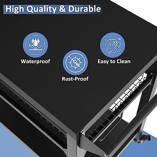 Spurgehom Outdoor Grill Cart, Pizza Oven Stand Table with Wheels