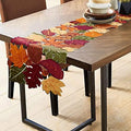 OWENIE Embroidered Fall Table Runner, Thanksgiving Runners 108 Inches Length, 13 x 108 Inch, Harvest Maple Leaf Home Decoration for Autumn, Applique Dresser Scarf