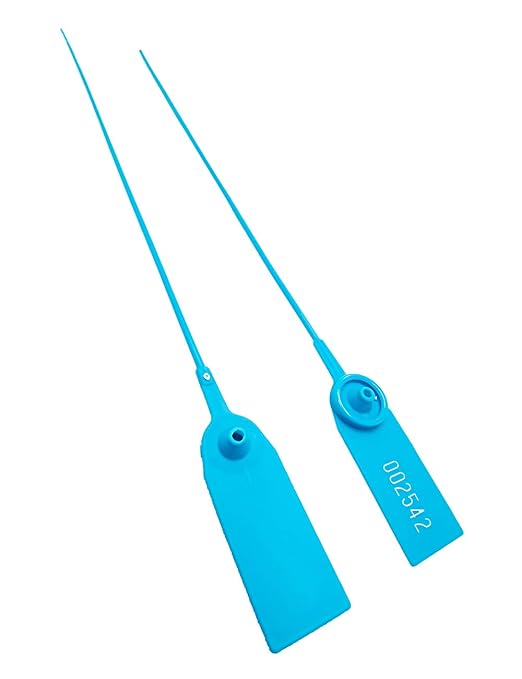 Plastic Numbered Security Seal Pull Tight Padlock Safety Tag Tamper Proof Tie Disposable Self-Locking Seals 11” Length,100pcs,Blue