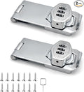 2Pcs Cabinet Password Rotary Hasp Locks,4 Inch Keyless Combination Lock for Cabinets,Gates,Doors,Closets and More (Silver)