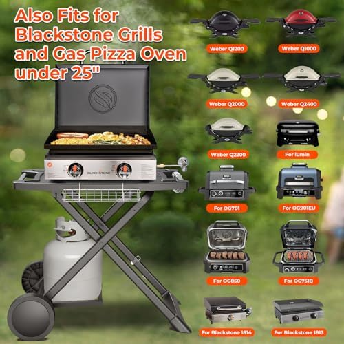 Portable Grill Cart for Weber Q Gas Grills, Folding Grill Stand for Weber Q1000, Q1200, Q2000, Gas Grill Cart for Ninja Woodfire Grill OG700 Series, black, DQ#29018BX-CAR-2C-A
