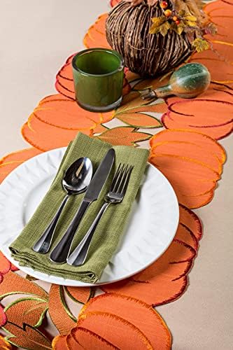 DII Fall Table Decorations Indoor Décor, Thanksgiving, Table Runner, 14x108, Embroidered Cut Work Pumpkins