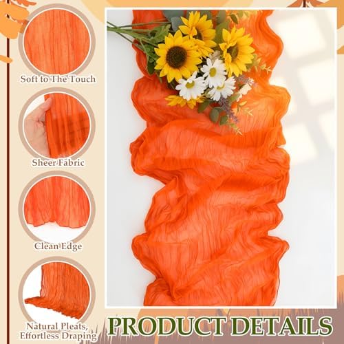 6 Pcs Fall Cheesecloth Table Runner Thanksgiving Boho Gauze 118"