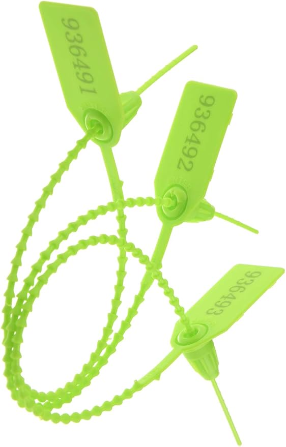 Plastic Security Seals Disposable Tags Safety Padlocks Zip Ties Numbered 9.84 inches Green 200 pcs per Bag
