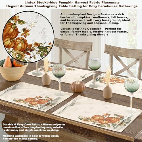 Lintex Thanksgiving Stockbridge Pumpkin Tablecloth 60 x 144 Inch Rectangle