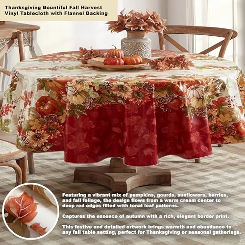 Newbridge Bountiful Fall Harvest 60 x 84 Inch Oval Vinyl Tablecloth