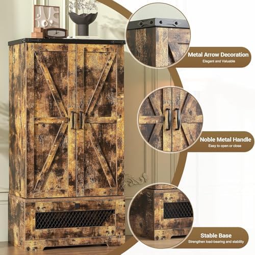 kepptory 47" Farmhouse Pantry Cabinet with Barn Door & Large Drawer