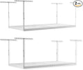 SafeRacks Overhead Garage Storage Rack, Heavy Duty Racks for Garage w/ 600 lb Capacity, Easy Garage Storage Adjustable Storage Rack Ceiling Mount Storage for Garage 4x8 White, 12"-21" (2 Pack)