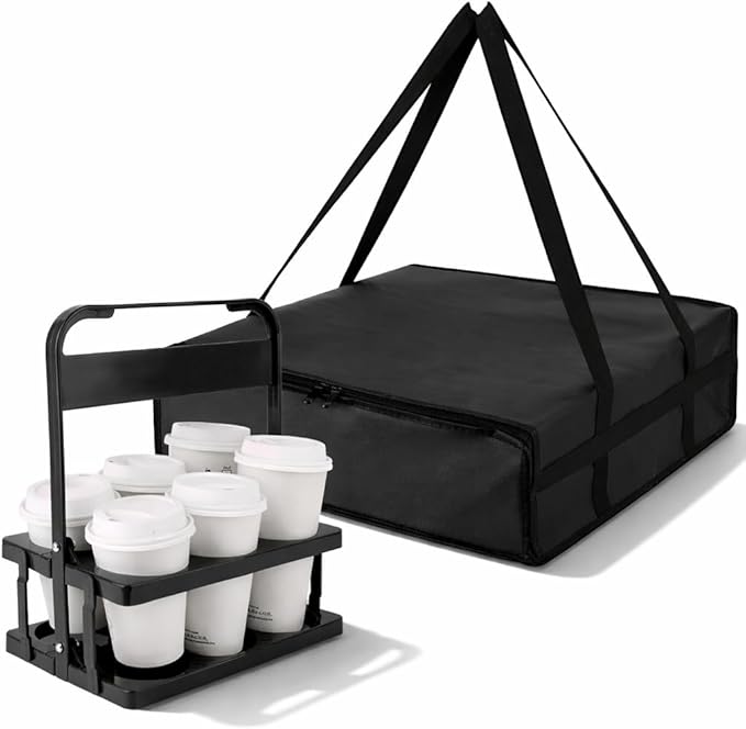 Bodaon Insulated Bag-Pizza Bags for Delivery & Plastic Portable Drink Carrier，20"x 20"x 6" ermicas/Warming/Heat Carrying out Insulation Large Bag，Doordash Warmer/Hot Food BCarrier Box, Keeping Cooler