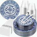 Hioasis 175 Pcs Blue Plates for Party & Wedding