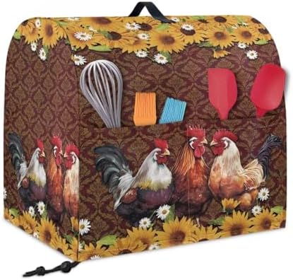 3D Rooster and Sunflower Stand Mixer Cover Waterproof Mixer Dust Cover Fits All Tilt Head & Bowl Lift Models Kitchen Aid Mixer Covers Protector