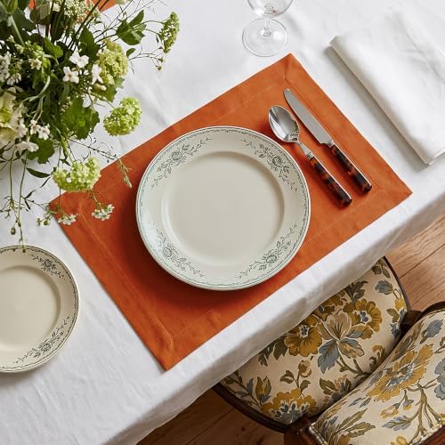 Solino Home 100% Linen Placemats Cinnamon Spice, Fete 14 x 19 in, Set of 4