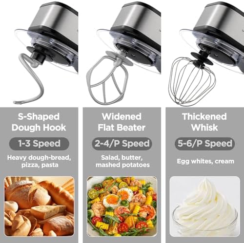 Stand Mixer 5.3QT Tilt-Head 6+P Speed Household Food Mixer Black