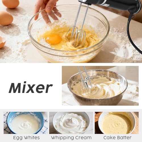 2-in-1 Electric Hand Mixer Immersion Blender, Corded Handheld Mixer Beaters