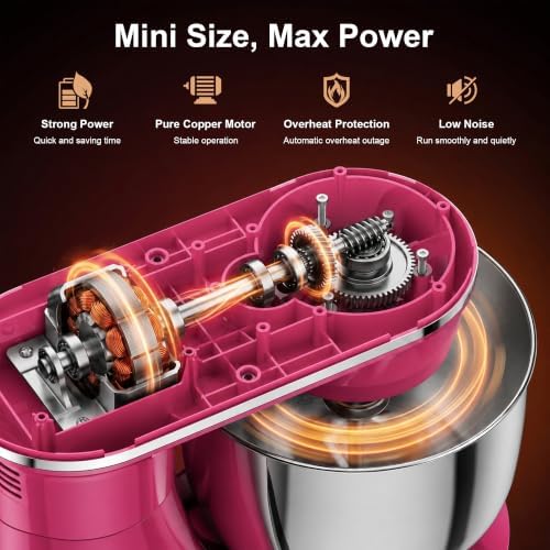 Honinst 4QT Electric Stand Mixer, 10-Speed Tilt-Head Compact Kitchen Mixer