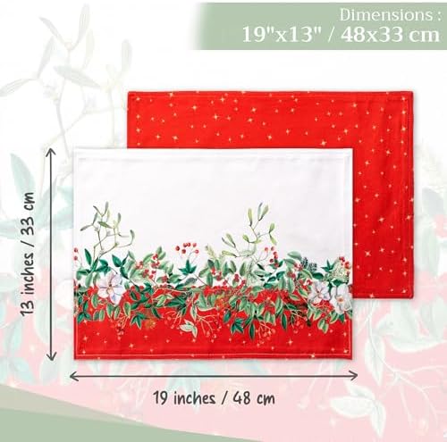 Maison d' Hermine Placemats Set of 4 Reusable 100% Cotton (13"x19")
