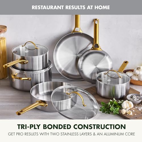 GreenPan Reserve Stainless Steel Tri-Ply 10 Piece Cookware Pots & Pans Set