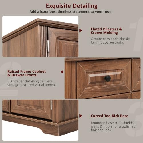 Ball & Cast 72" Kitchen Pantry Cabinet with Pull-Out Trays, Walnut