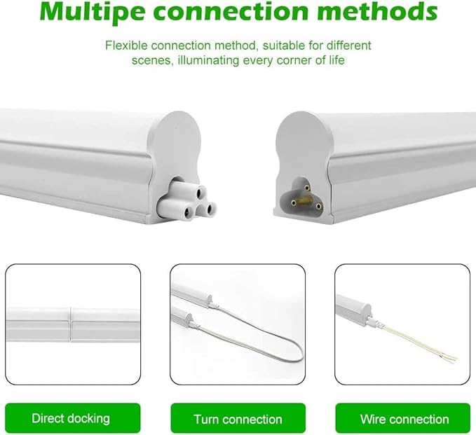 LightingWill LED T5 Integrated Fixture 3FT 14W 4000K Natural White, Linkable LED Shop Light, Under Cabinet & Ceiling Light, Corded Electric with Built-in On/Off Switch, 4-Pack for Garage, Kitchen