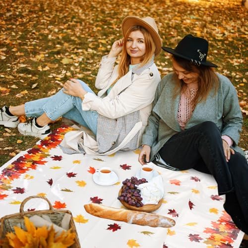 Preboun 30 Pcs Fall Tablecloth Plastic 54 x 108 Inch Disposable Bulk, Maple