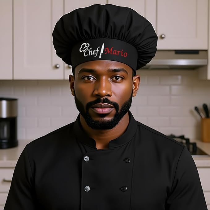 The Apron Place Adjustable Professional Chef Hats, Multiple Personalized Embroidered Designs to Choose from, Made in The USA
