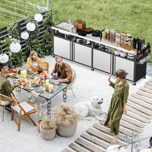 Stanbroil Rolling Grill Table Cart for Outdoor Kitchen Prep, Extra Large