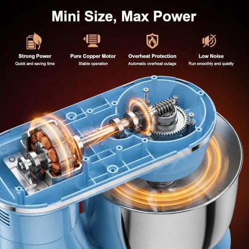 Honinst 4QT Electric Stand Mixer, 10-Speed Tilt-Head Compact Kitchen Mixer