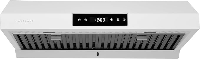 Hauslane Range Hood 30 Inch - Under Cabinet Range Hood 30" Matte White Kitchen Hood, Vent Hood 30 Inches, Stove Vent Hood for Kitchen, Vent Hoods 30 Inch with LED - Chef Series PS18