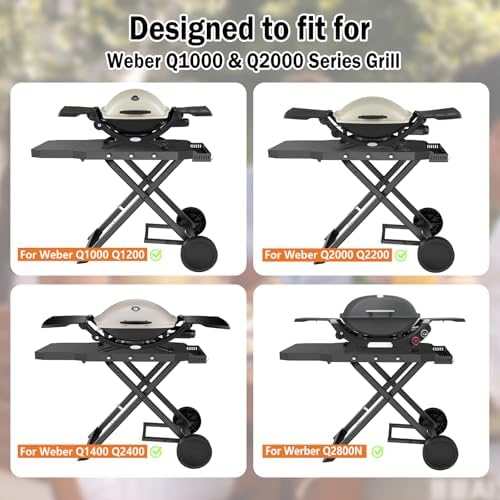Grill Cart for Weber Q1200 Q1000 Q2200 Q2400, Portable Grill Stand