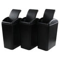 Asking 4.5 Gallon Small Trash Can with Swing-top Lid, 3-Pack Swing Plastic Garbage Bin, Black