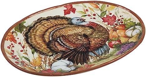 Harvest Blessings Ceramic Oval Turkey Platter – The perfect showpiece for Thanksgiving, this festive platter beautifully presents turkey, roasts, or holiday favorites with seasonal charm