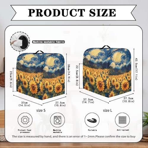 Starry Night Stand Mixer Cover Sunflower Kitchen Aid Cover Dust Cover with 2 Pocket and Handle Kitchen Appliance Coffee Maker Protector Dust Covers