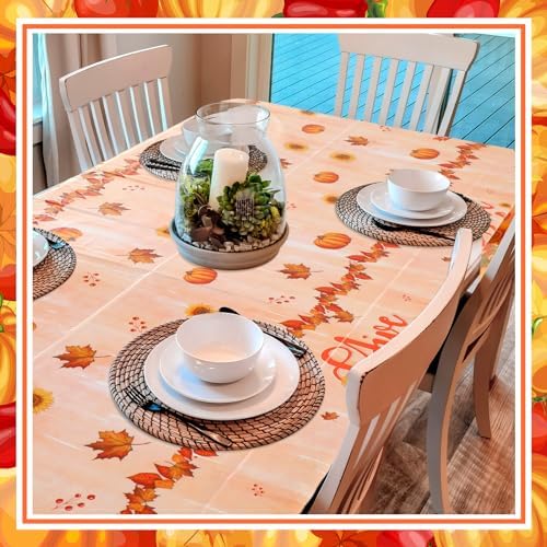 Preboun 30 Pcs Fall Tablecloth Plastic 54 x 108 Inch Disposable Bulk, Maple